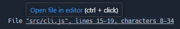 Links in the style 'File "src/cli.js", lines 15-19, characters 8-34' are now detected